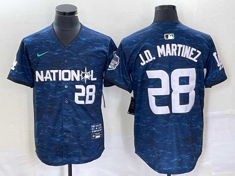Men's Los Angeles Dodgers #28 JD Martinez Number Royal 2023 All Star Cool Base Stitched Baseball Jersey